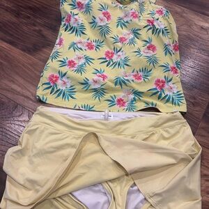 Lands' End Yellow Floral Swim Set
